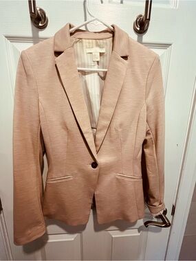 H&M Women's Single-Button Blazer in Blush Dusty Rose